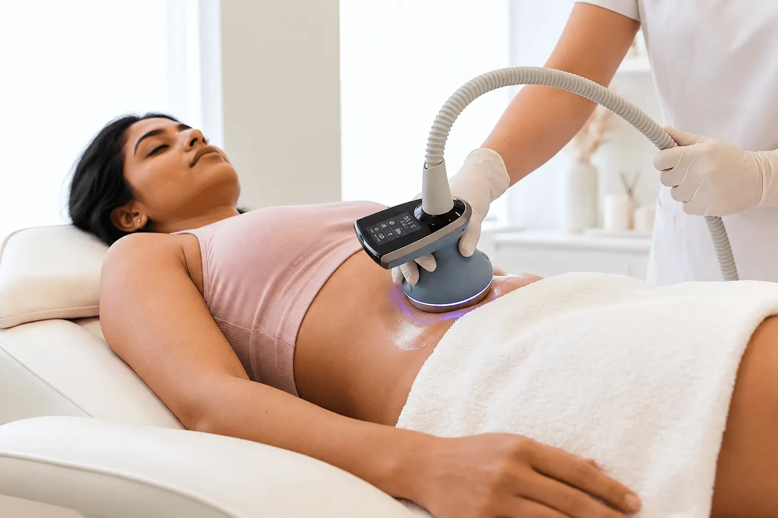 Patient receiving body RF skin tightening with Exion in Ocala, FL at Chandra Wellness Center