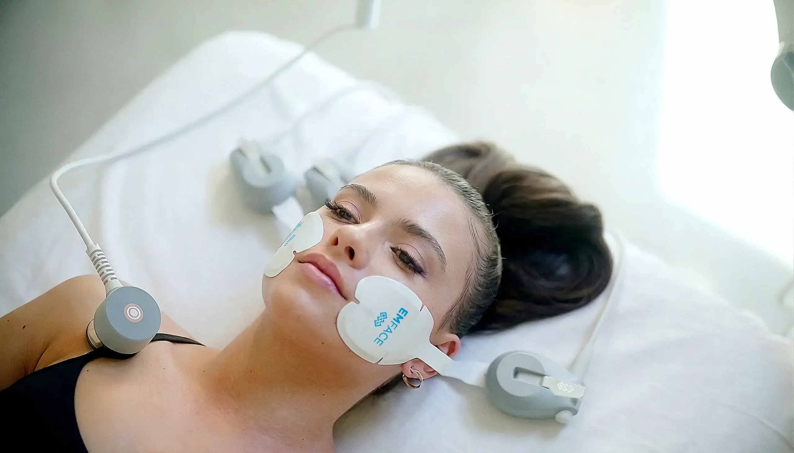 Patient receiving an Emface non-invasive facelift in Ocala, FL at Chandra Wellness Center