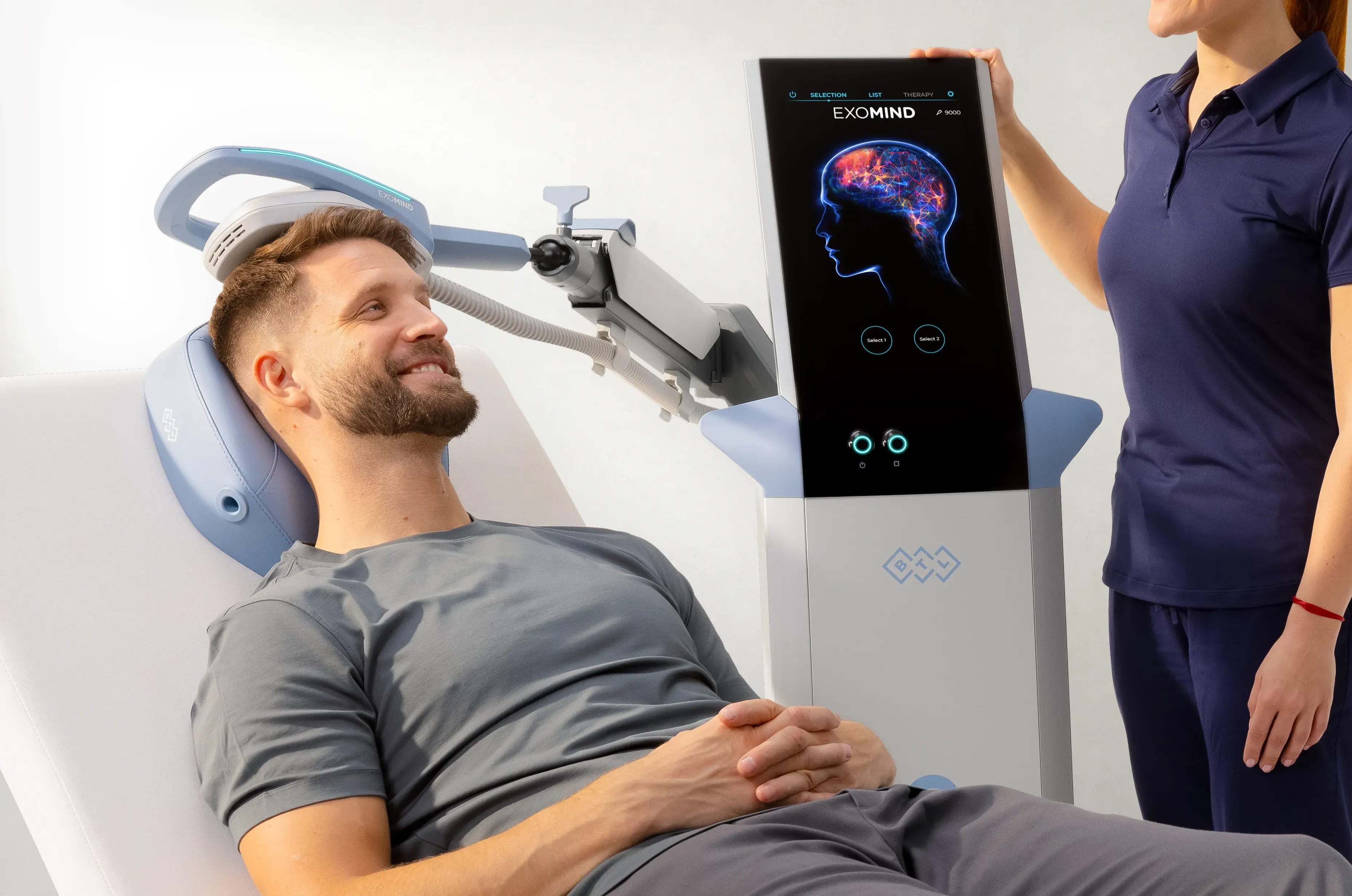 Patient receiving TMS therapy with Exomind in Ocala, FL at Chandra Wellness Center