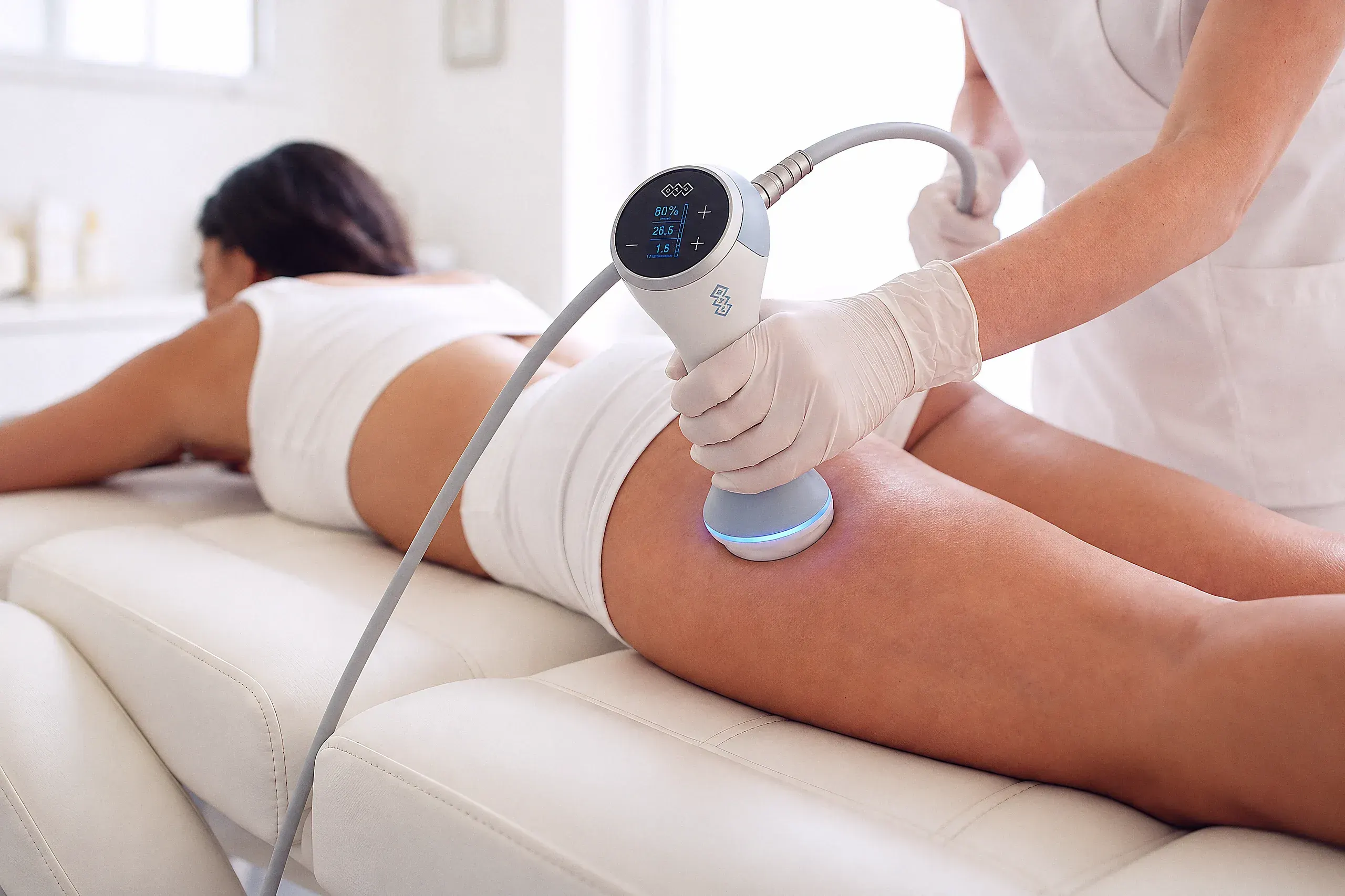 Patient receiving cellulite treatment with Emtone in Ocala, FL at Chandra Wellness Center